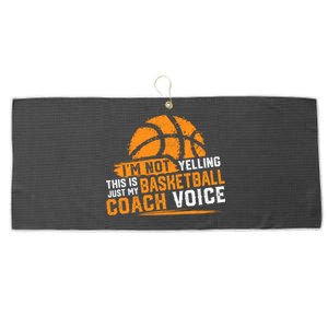 Not Yelling Basketball Coach Voice Funny Dad Mom Papa Mama Funny Gift Large Microfiber Waffle Golf Towel