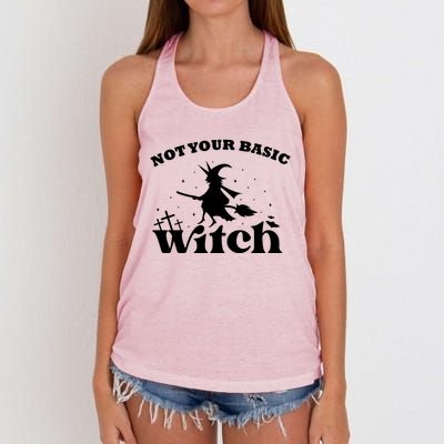 Not Your Basic Witch Funny Halloween Trick Or Treat Costume Funny Gift Women's Knotted Racerback Tank