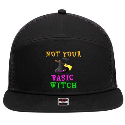 Not Your Basic Witch Funny Witch Halloween Costume Gift 7 Panel Mesh Trucker Snapback Hat