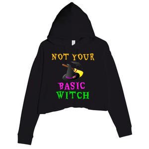 Not Your Basic Witch Funny Witch Halloween Costume Gift Crop Fleece Hoodie