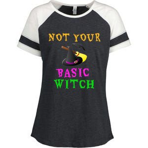 Not Your Basic Witch Funny Witch Halloween Costume Gift Enza Ladies Jersey Colorblock Tee