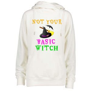 Not Your Basic Witch Funny Witch Halloween Costume Gift Womens Funnel Neck Pullover Hood