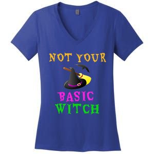 Not Your Basic Witch Funny Witch Halloween Costume Gift Women's V-Neck T-Shirt