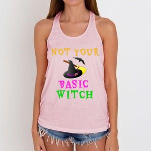 Not Your Basic Witch Funny Witch Halloween Costume Gift Women's Knotted Racerback Tank