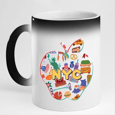 NYC Apple Doodle 11oz Black Color Changing Mug