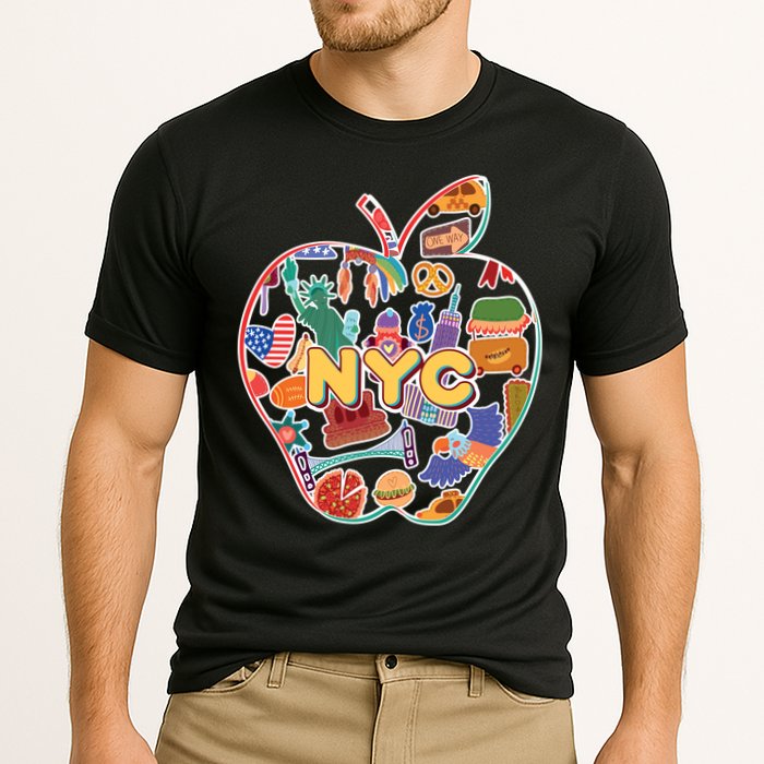 NYC Apple Doodle Cooling Performance Crew T-Shirt