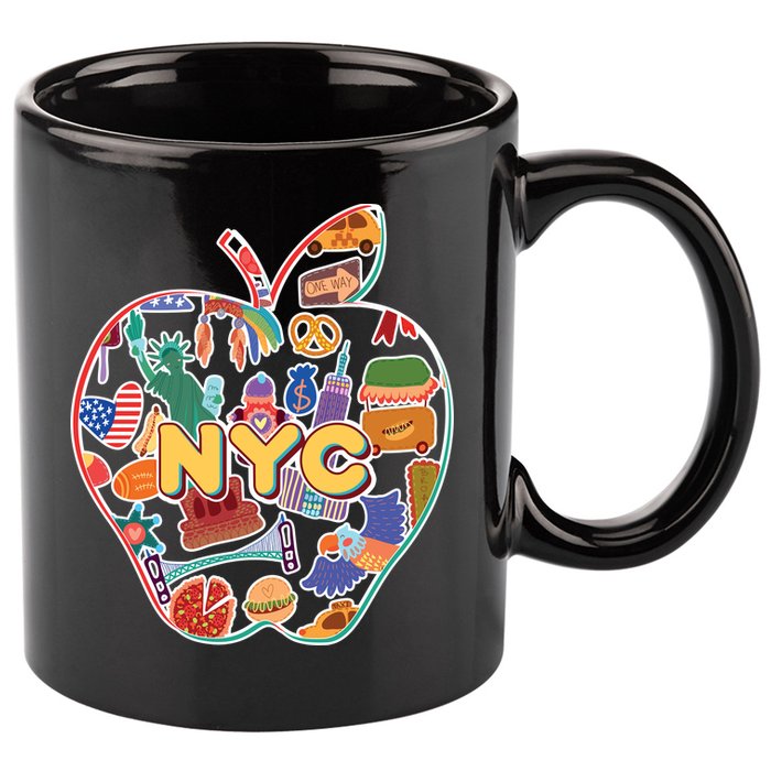 NYC Apple Doodle 11oz C Handle Ceramic Mug