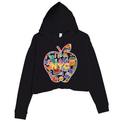 NYC Apple Doodle Crop Fleece Hoodie