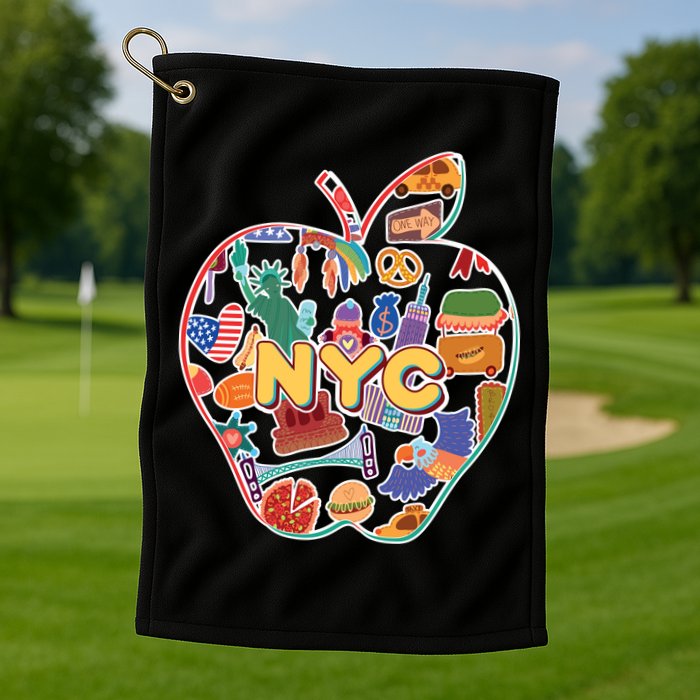 NYC Apple Doodle Golf Towel