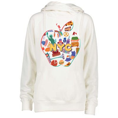 NYC Apple Doodle Womens Funnel Neck Pullover Hood