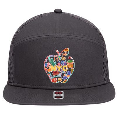 NYC Apple Doodle 7 Panel Mesh Trucker Snapback Hat