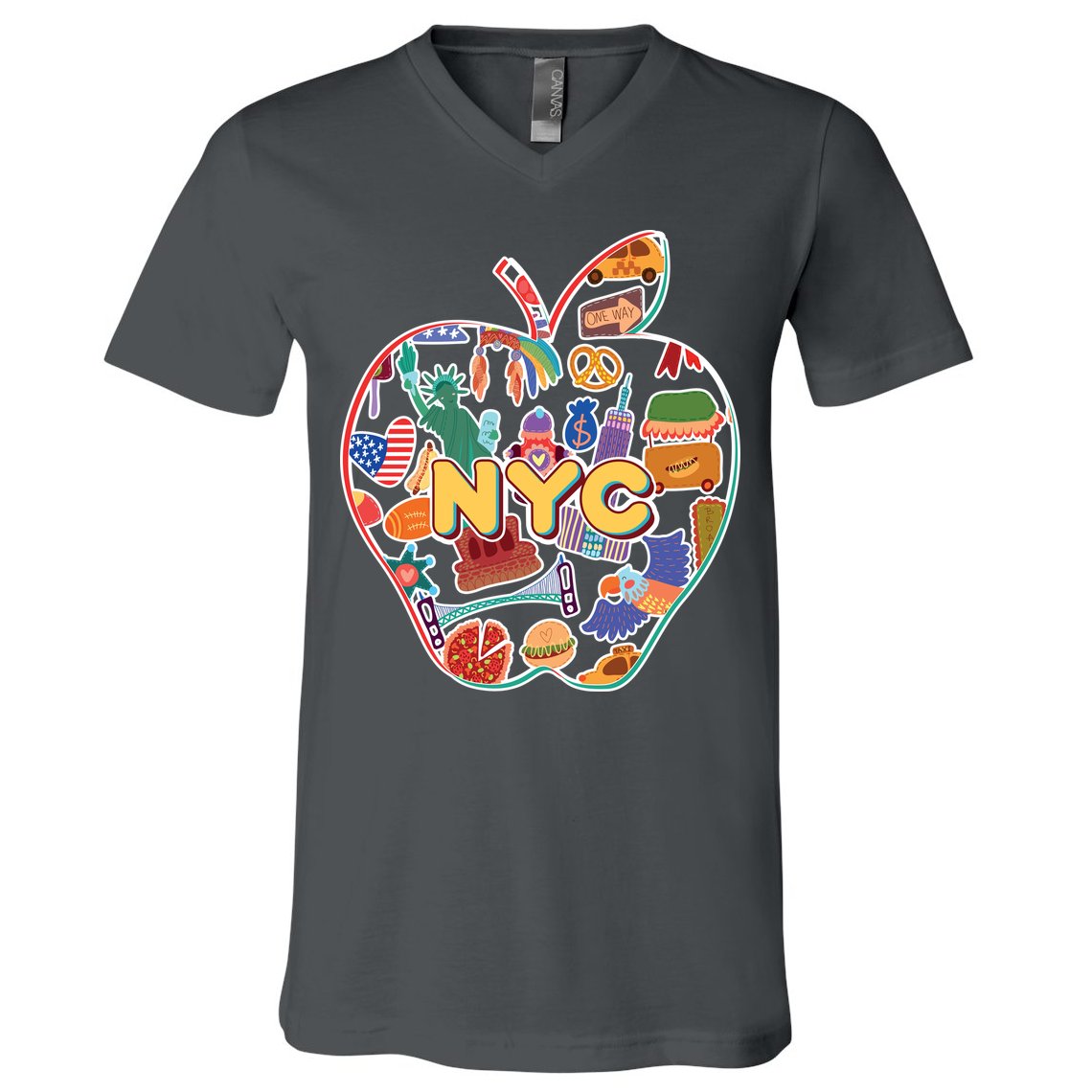 NYC Apple Doodle V-Neck T-Shirt
