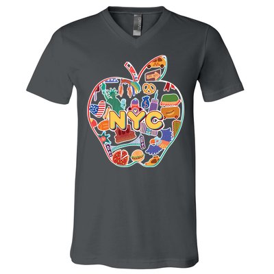 NYC Apple Doodle V-Neck T-Shirt