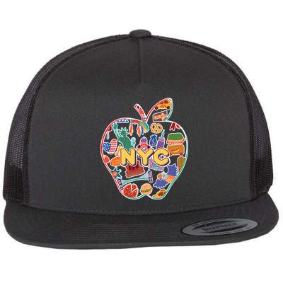 NYC Apple Doodle Flat Bill Trucker Hat