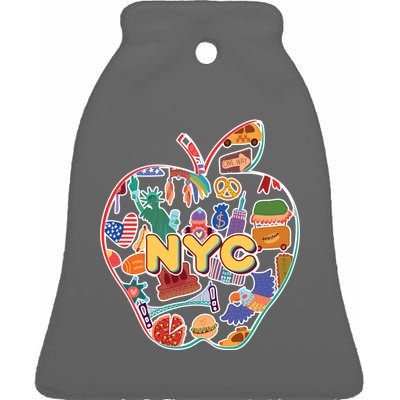 NYC Apple Doodle Ceramic Bell Ornament