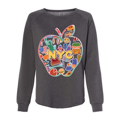 NYC Apple Doodle Womens California Wash Sweatshirt