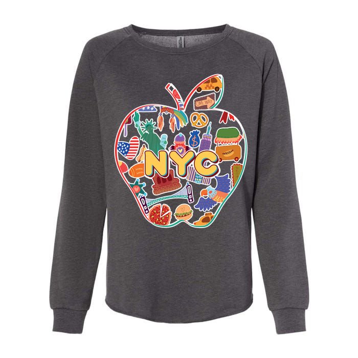 NYC Apple Doodle Womens California Wash Sweatshirt