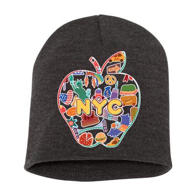 NYC Apple Doodle Short Acrylic Beanie