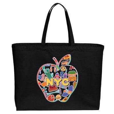 NYC Apple Doodle Cotton Canvas Jumbo Tote