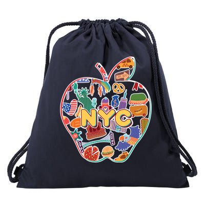 NYC Apple Doodle Drawstring Bag