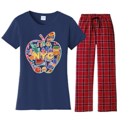 NYC Apple Doodle Women's Flannel Pajama Set