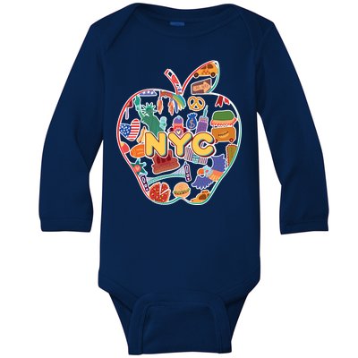 NYC Apple Doodle Baby Long Sleeve Bodysuit