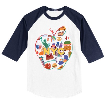 NYC Apple Doodle Baseball Sleeve Shirt