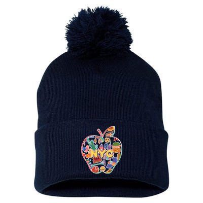 NYC Apple Doodle Pom Pom 12in Knit Beanie