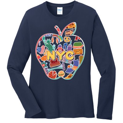 NYC Apple Doodle Ladies Long Sleeve Shirt