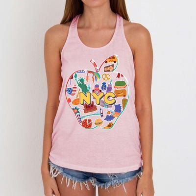 NYC Apple Doodle Women's Knotted Racerback Tank