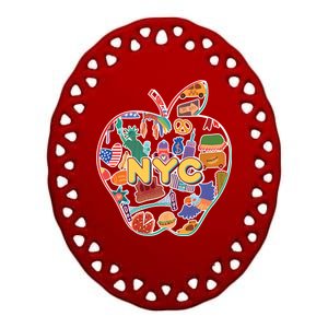 NYC Apple Doodle Ceramic Oval Ornament