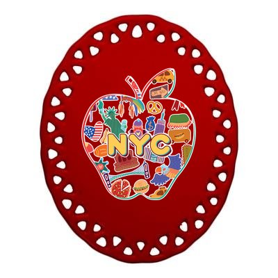 NYC Apple Doodle Ceramic Oval Ornament