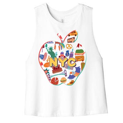 NYC Apple Doodle Women's Racerback Cropped Tank