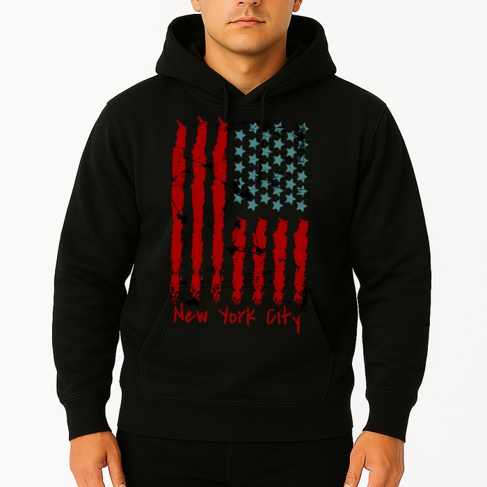 NYC New York City Vintage American Grunge Flag Hoodie