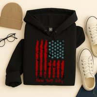 NYC New York City Vintage American Grunge Flag Hoodie
