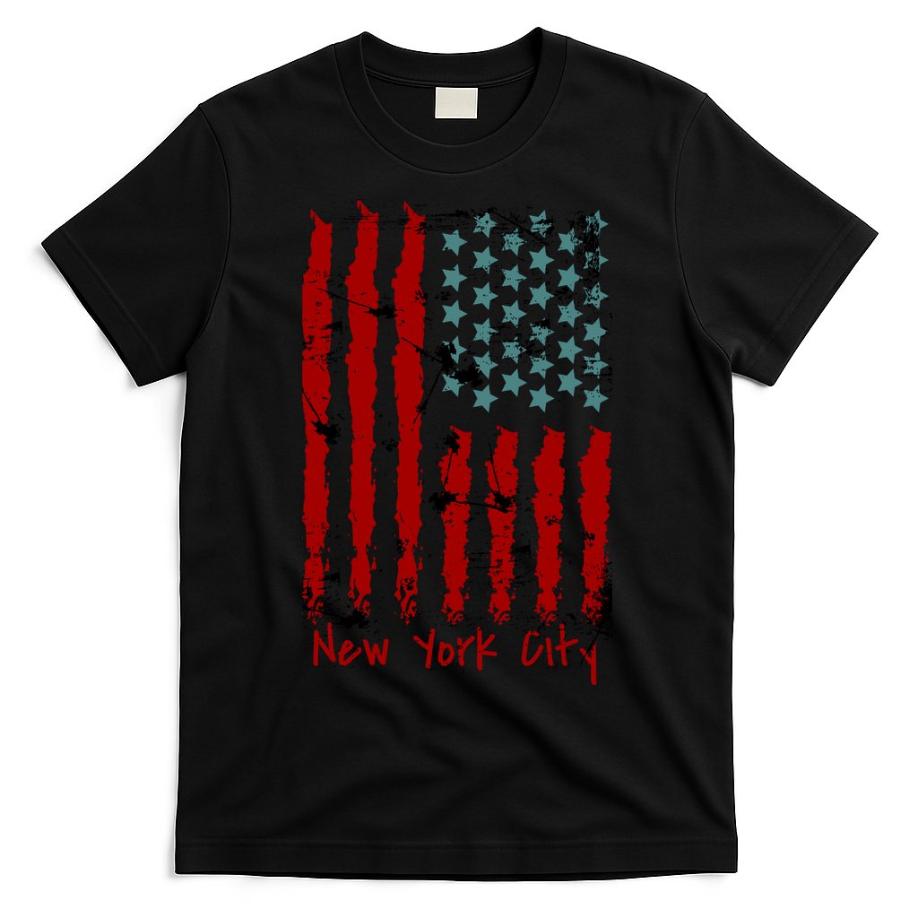 NYC New York City Vintage American Grunge Flag T-Shirt