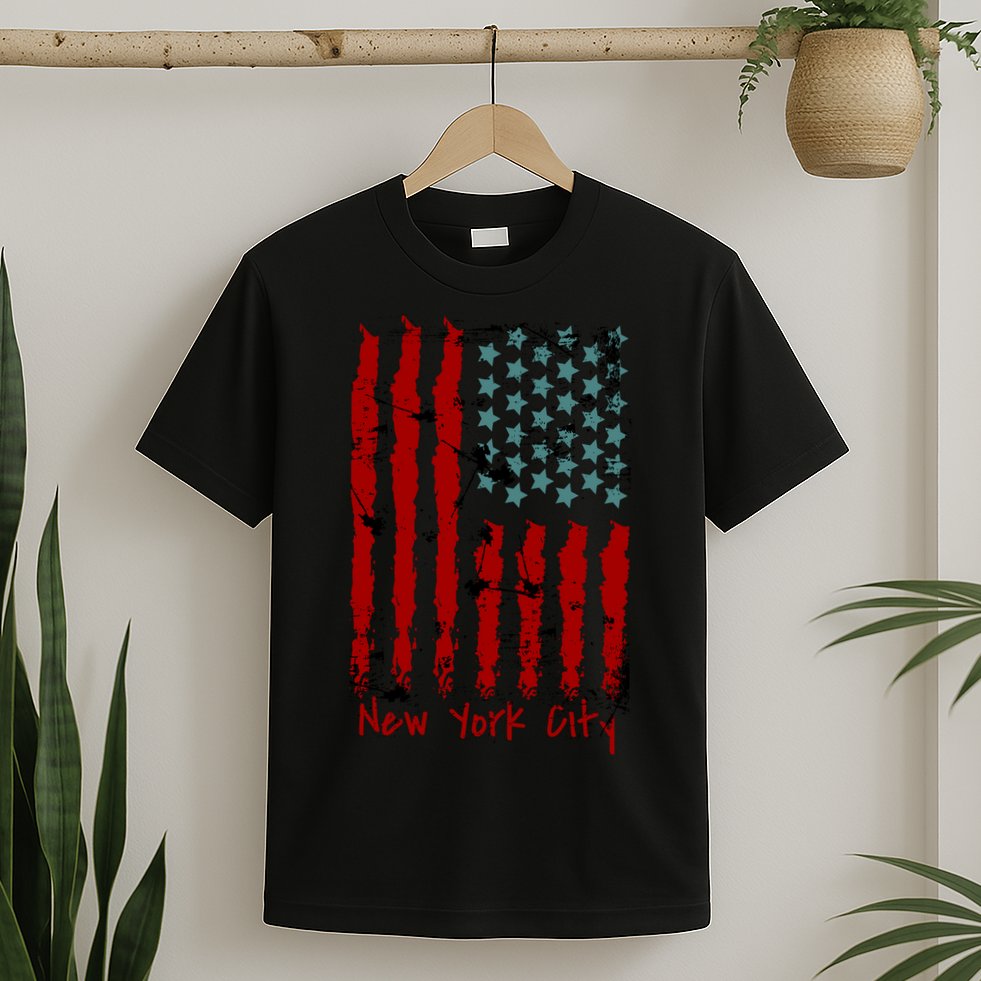 NYC New York City Vintage American Grunge Flag T-Shirt