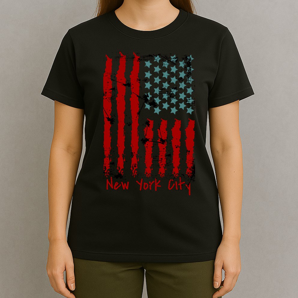 NYC New York City Vintage American Grunge Flag T-Shirt