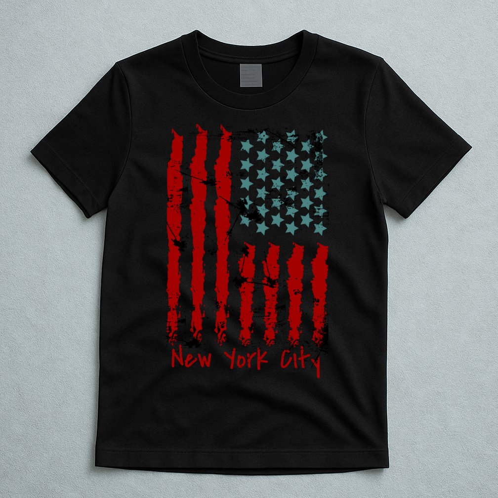 NYC New York City Vintage American Grunge Flag T-Shirt