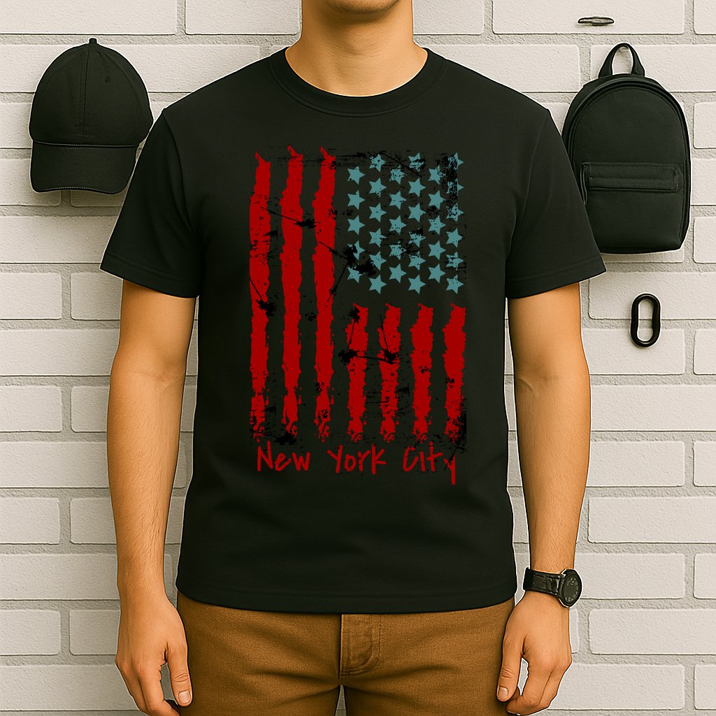 NYC New York City Vintage American Grunge Flag T-Shirt