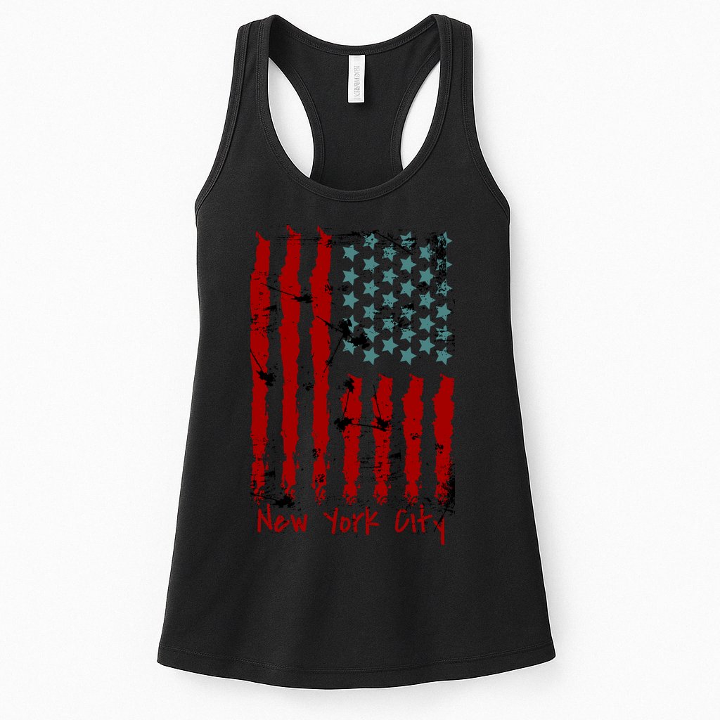 NYC New York City Vintage American Grunge Flag Womens Tank Top