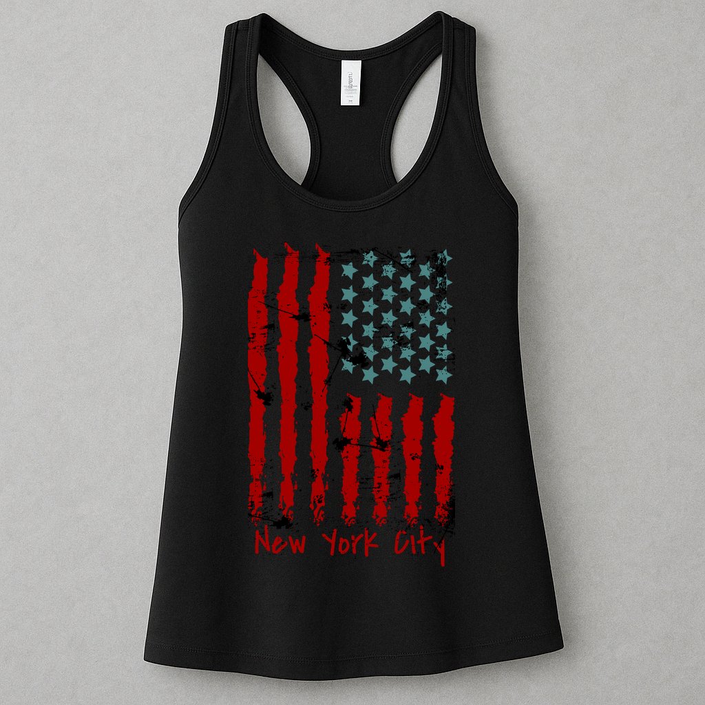 NYC New York City Vintage American Grunge Flag Womens Tank Top