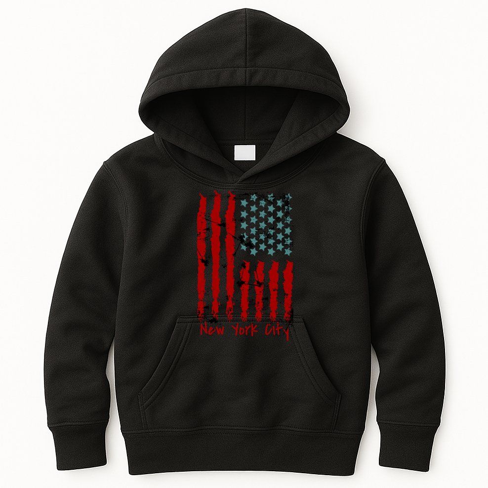 NYC New York City Vintage American Grunge Flag Kids Hoodie