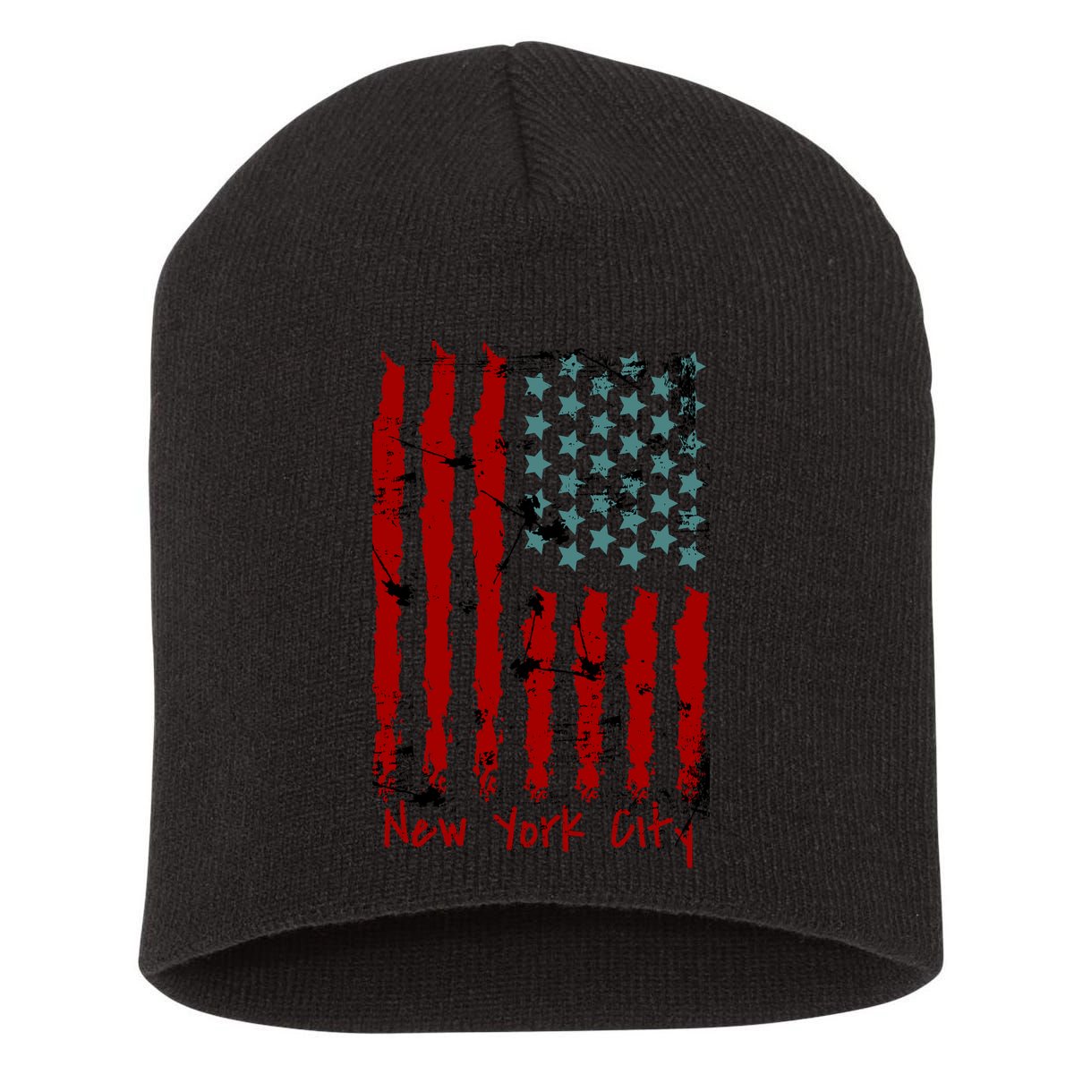 NYC New York City Vintage American Grunge Flag Short Acrylic Beanie