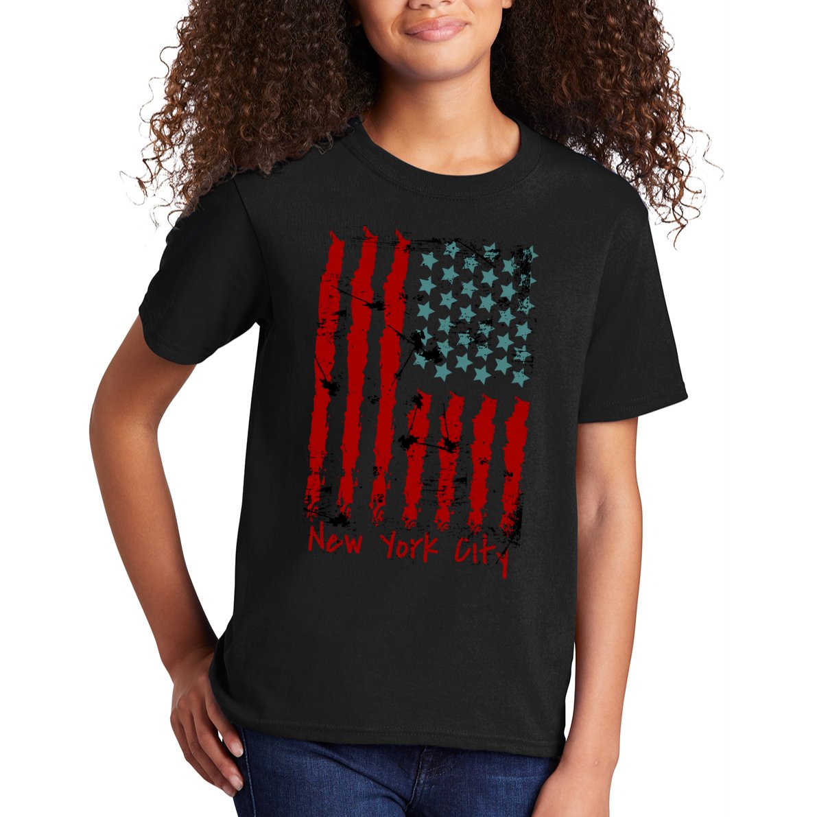 NYC New York City Vintage American Grunge Flag Kids T-Shirt