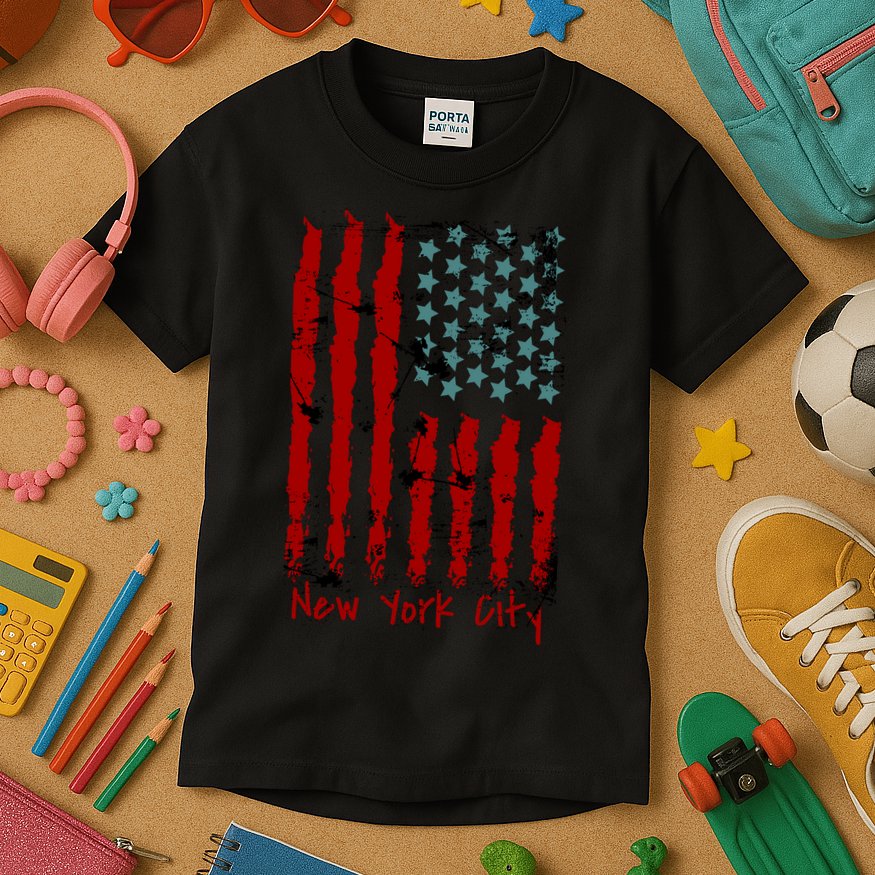NYC New York City Vintage American Grunge Flag Kids T-Shirt