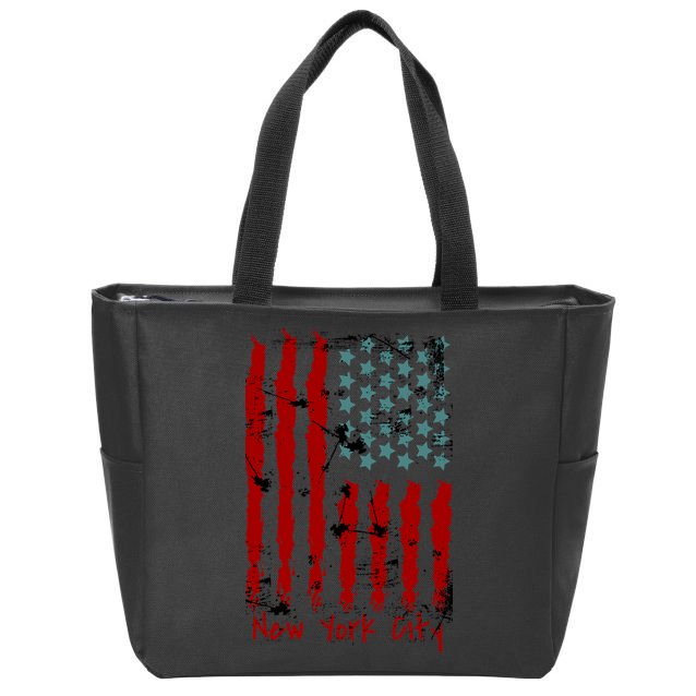 NYC New York City Vintage American Grunge Flag Zip Tote Bag