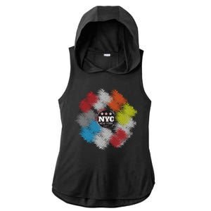 NYC New York City Vinyl Record Ladies PosiCharge Tri-Blend Wicking Draft Hoodie Tank