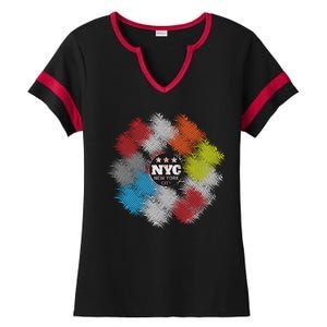 NYC New York City Vinyl Record Ladies Halftime Notch Neck Tee