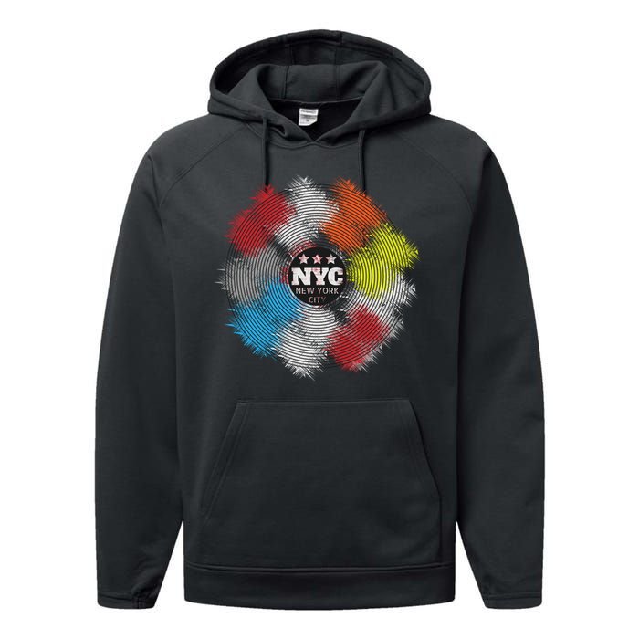 NYC New York City Vinyl Record Performance Fleece Hoodie